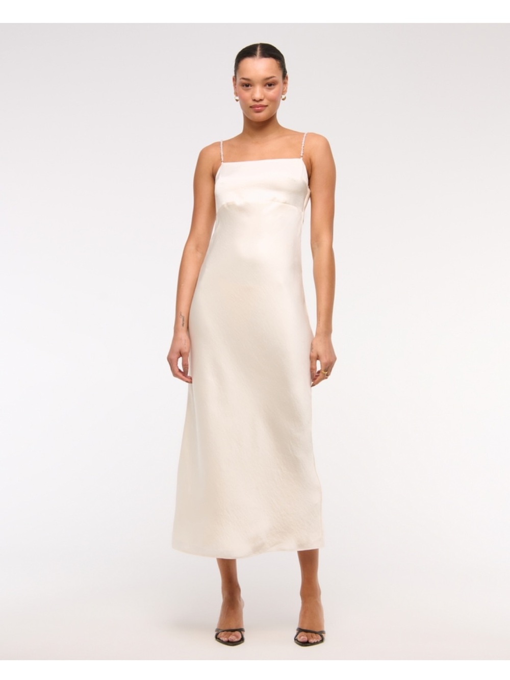 Faux Pearl Strap Maxi Dress